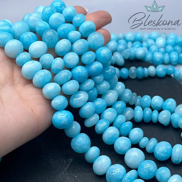 Агат тонированный голубой галтовка 12-14 мм