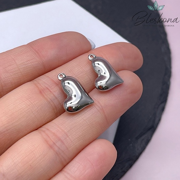 14,5*15,7 мм Цвет серебро, Подвеска Сердце неровное