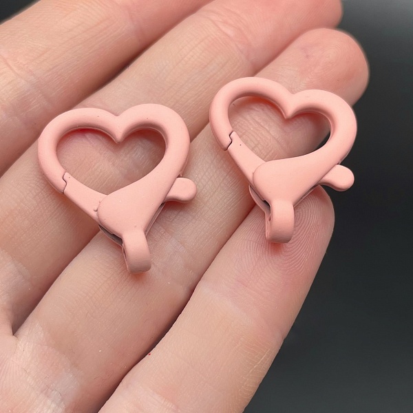 22*26мм , Замок крупный сердце пудровая  эмаль матовая