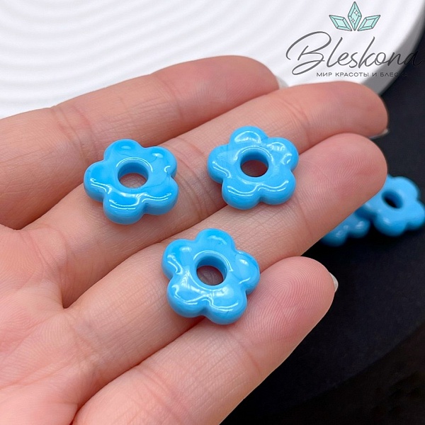 15 мм Подвеска цветок голубой