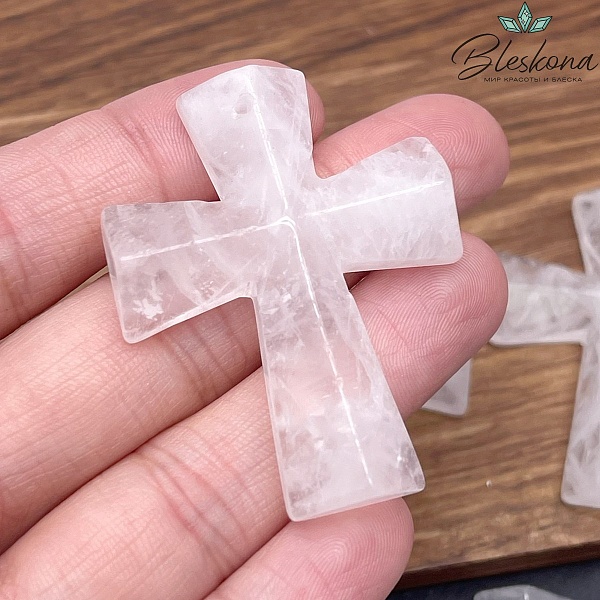 Подвеска крест Горный хрусталь 47*36 мм