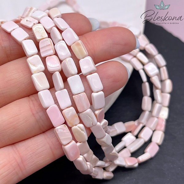 Перламутр нежно-розовый прямоугольник фриформ 5-6 мм