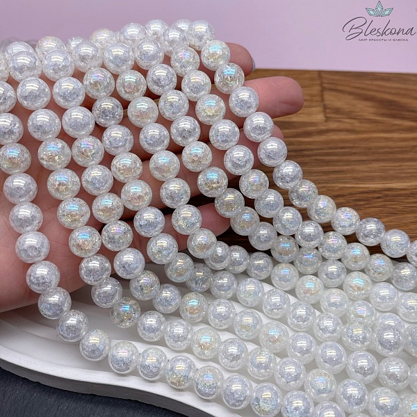 Кварц снежный белый с переливом (имитиация) 10 мм