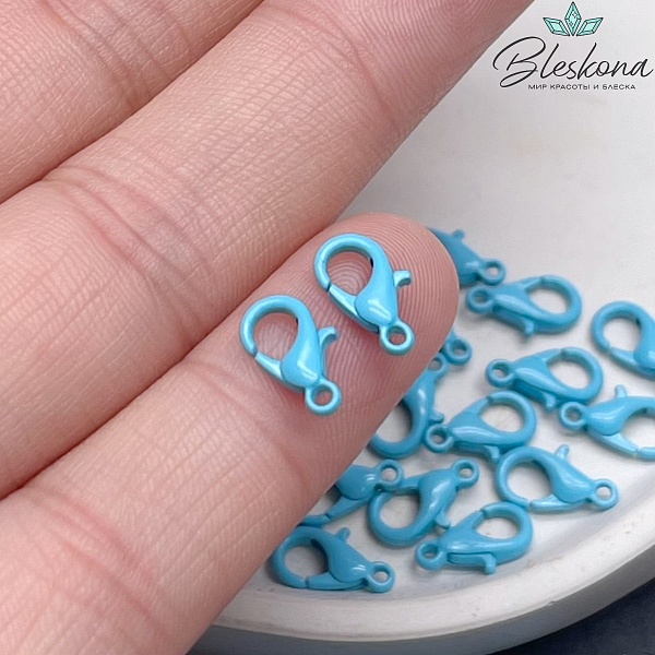 10 мм , Замок круглый  голубая эмаль