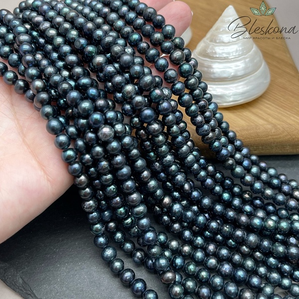 Жемчуг шар черный хамелеон 6 мм