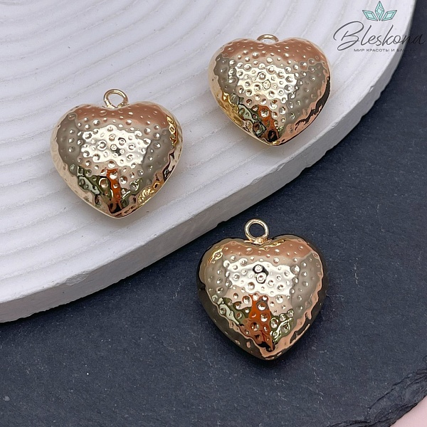 26мм, цвет золото, Подвеска сердце точки 