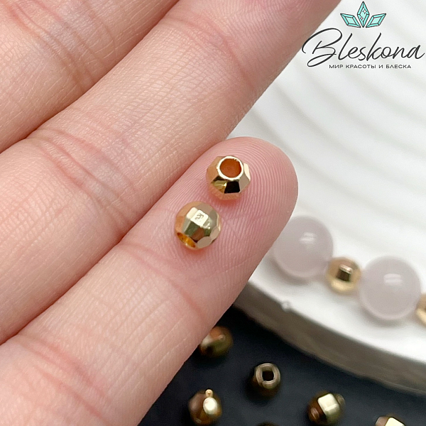 4,5 мм Цвет золото, Бусина огранка уп.10 шт.