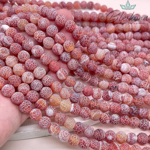 Агат Кракле светло-коричневый матовый 8 мм