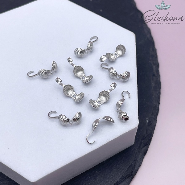 11*5 мм Цвет серебро, Каллоты ракушка уп. 10 шт.