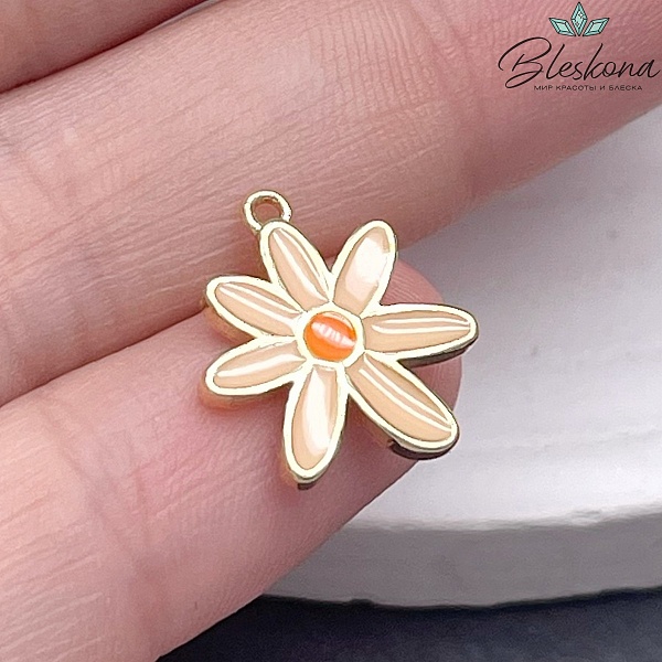 15*13мм Цвет золото, Подвеска Цветочек с эмалью