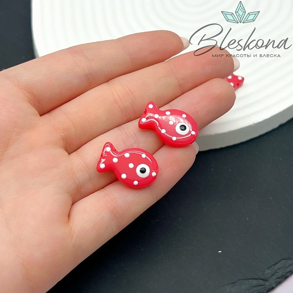 20*12 мм  Бусина рыбка ярко- красная