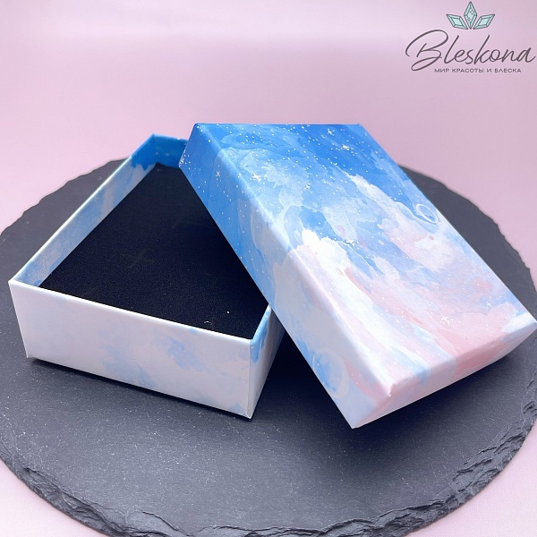 Коробка Галактика голубая черная подложка 9*7*3 см