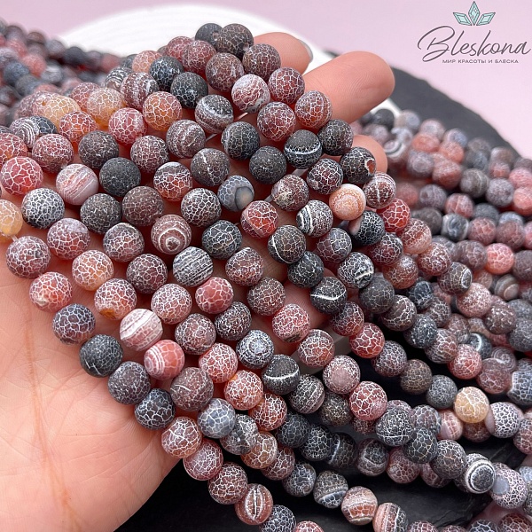 Агат Кракле темно-коричневый 8 мм