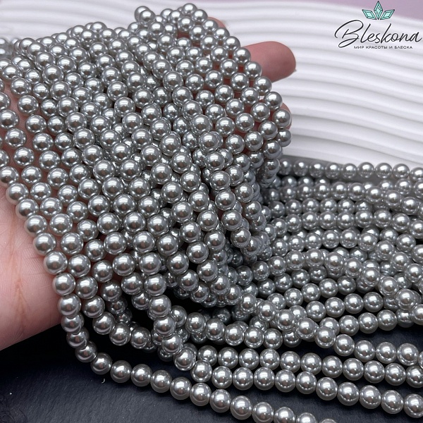 Жемчуг Майорка цвет светло - серый №1 6 мм