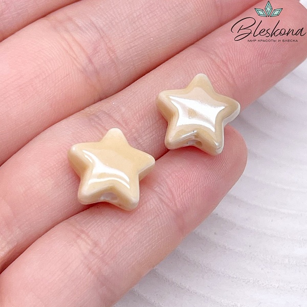 14 мм Бусина звезда, керамика цвет коричневый 