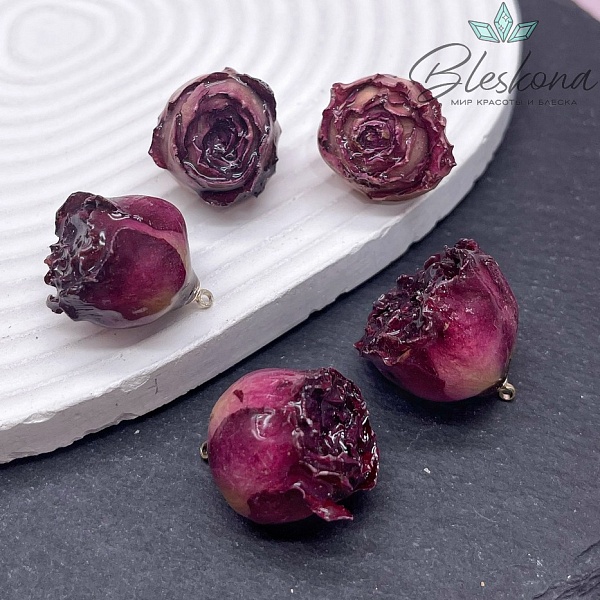 21-26 мм, Цвет золото, Подвеска роза в эпоксидной смоле №10