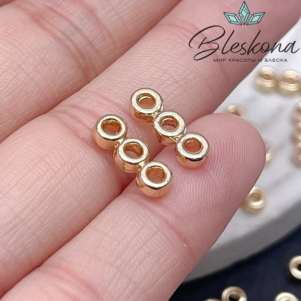 4,3*12,8 мм Цвет золото, Бусина - разделитель на 3 ряда