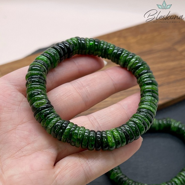 Диопсид рондель 9,5-10 мм сет 18 см