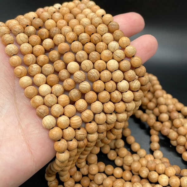 6 мм, Деревянные бусины бежевые