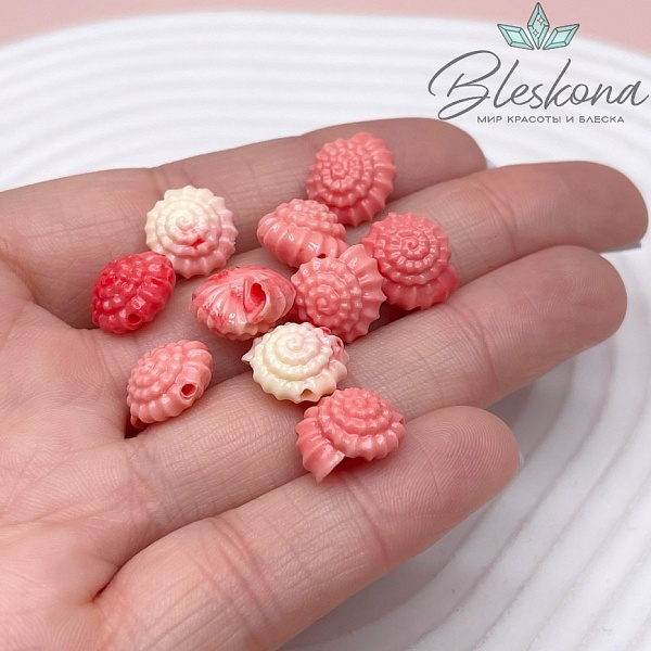 Бусина Ракушка бежево- розовая 12*11 мм (имитация коралла)