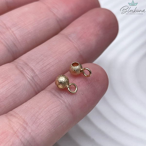 7*3,4 мм Цвет золото, Бейл-бусина фактурная неразъемное кольцо