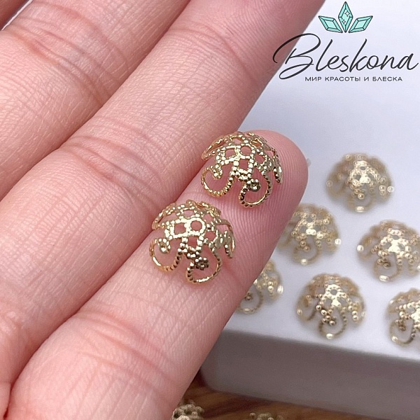 10 мм Цвет золото, Шапочка с узором 