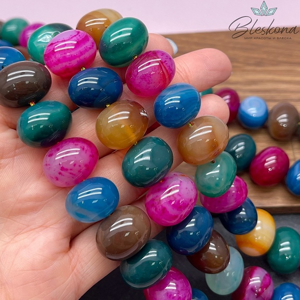 Агат микс (тонированный) галтовка 15*18 мм