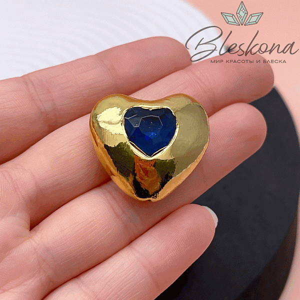23*26 мм, Бусина Сердце ювелирное стекло  синее