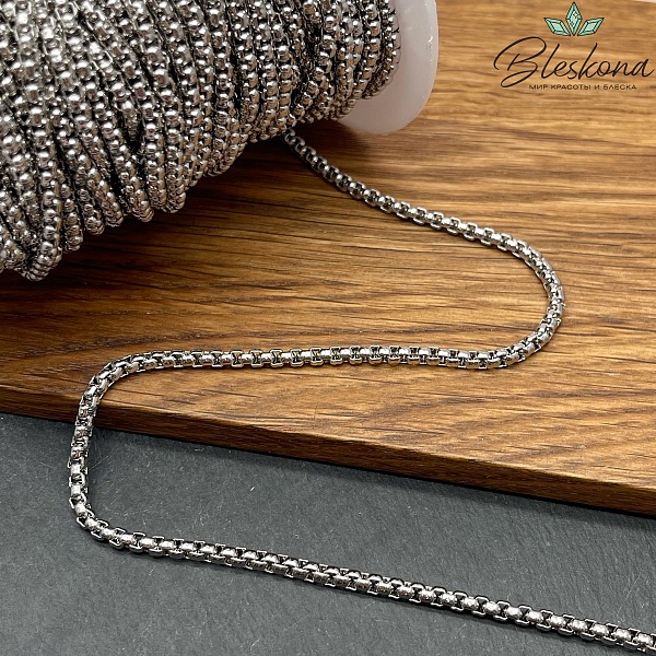 Цепь №28 Люкс цвет серебро 3 мм