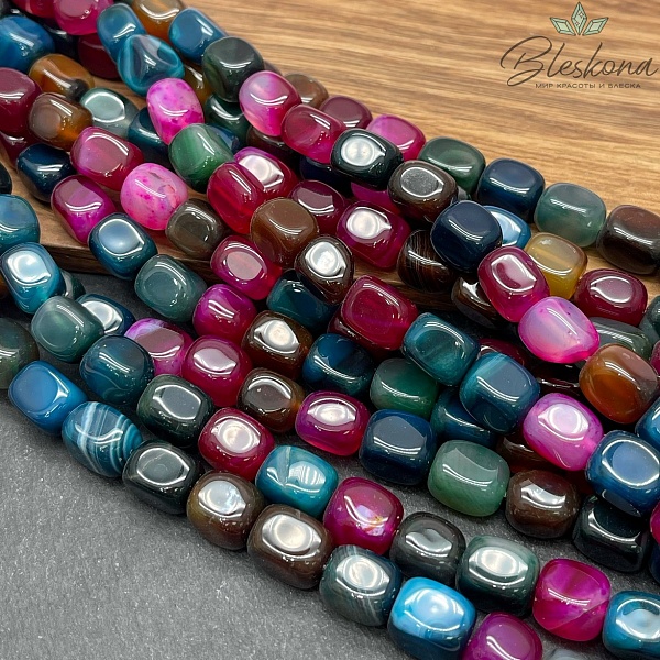 Агат микс (тонированный) прямоугольник фриформ 11*10 мм