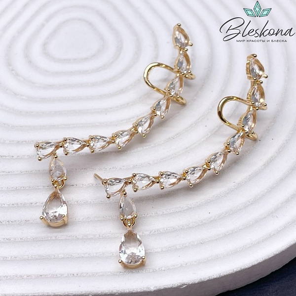 54*4,6 мм Цвет золото, Кафф капли цирконы