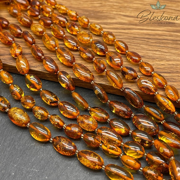 Янтарь светло-коричный галтовка 7-8 мм