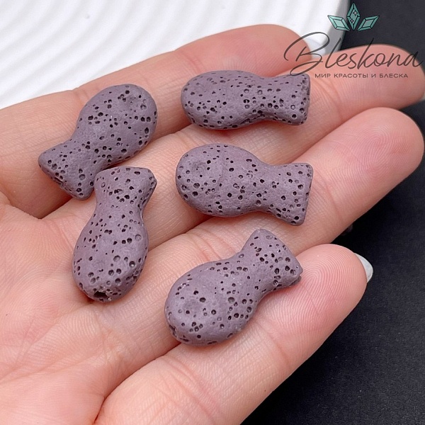 Бусина рыбка Лава Вулканическая фиолетовая 22*12 мм