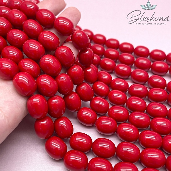 Жемчуг Майорка бочата, цвет красный 14*12 мм 