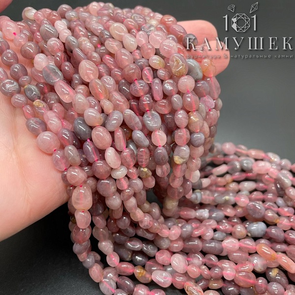 Мадагаскарский розовый кварц галтовка 6-8 мм