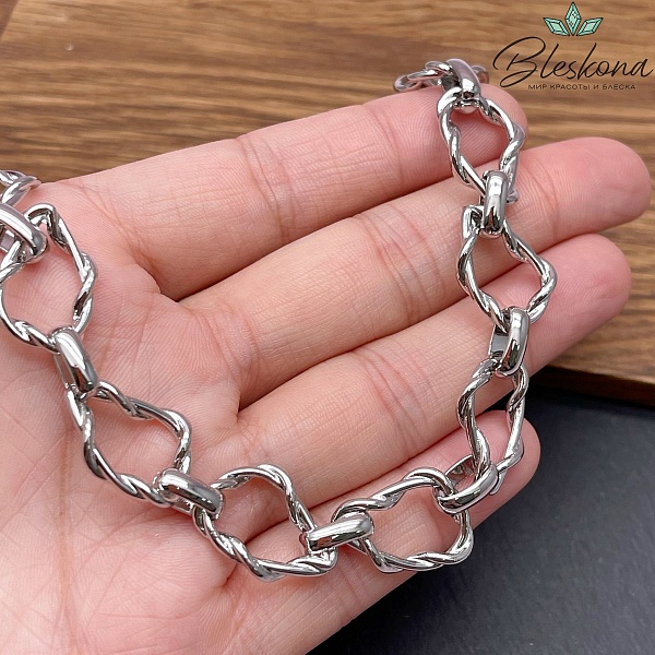 Цепь №106-5 цвет серебро 19,5*14 мм /9,8*3,2 мм