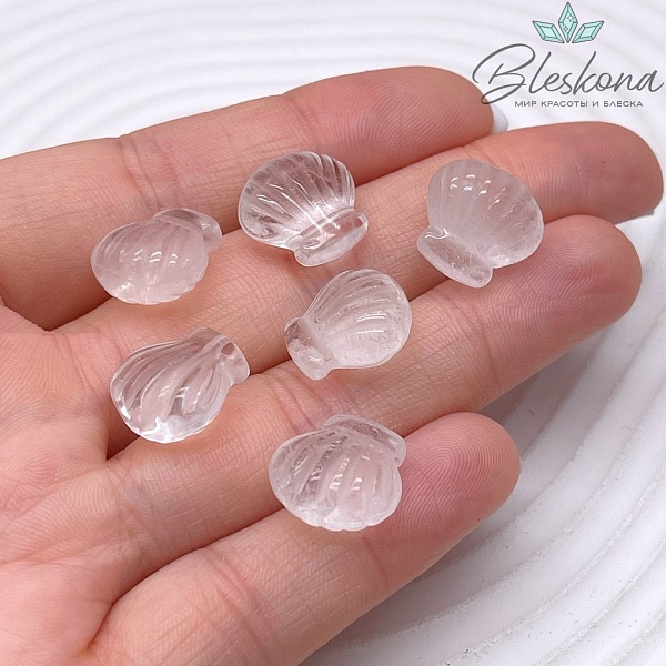 14 мм Резная Бусина Ракушка Горный Хрусталь