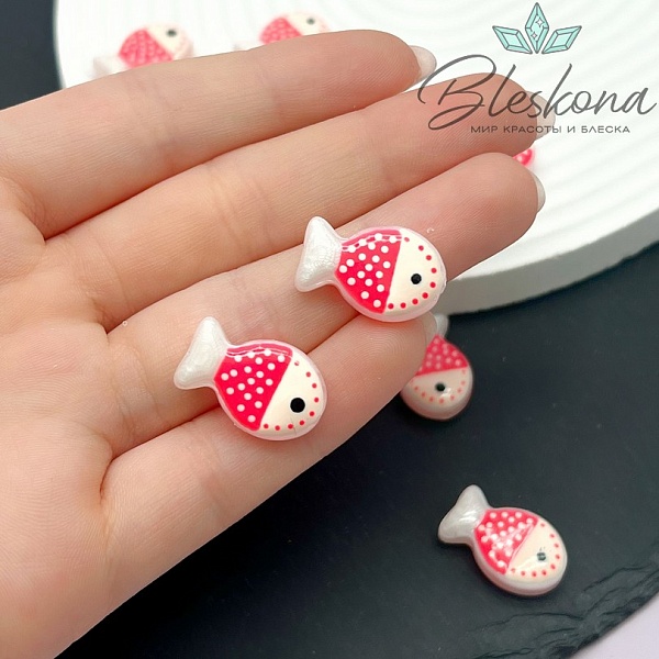 20*12 мм  Бусина рыбка бледно- розовая