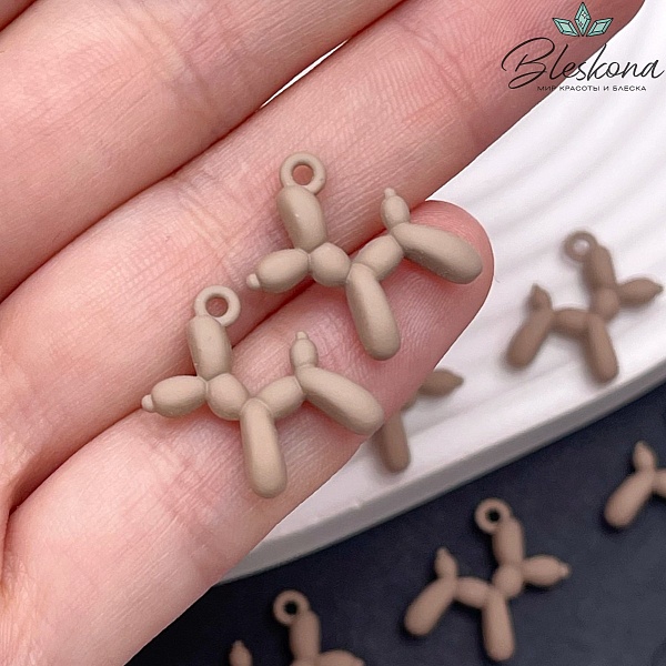 14*18 мм, Подвеска пудель светло-коричневая эмаль матовая