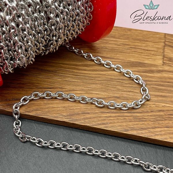 Цепь №154 цвет серебро 8*6 мм