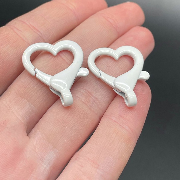 22*26мм , Замок крупный сердце белая  эмаль 