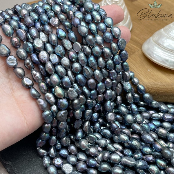 Жемчуг барочный рис темно-серый 6-6,5 мм