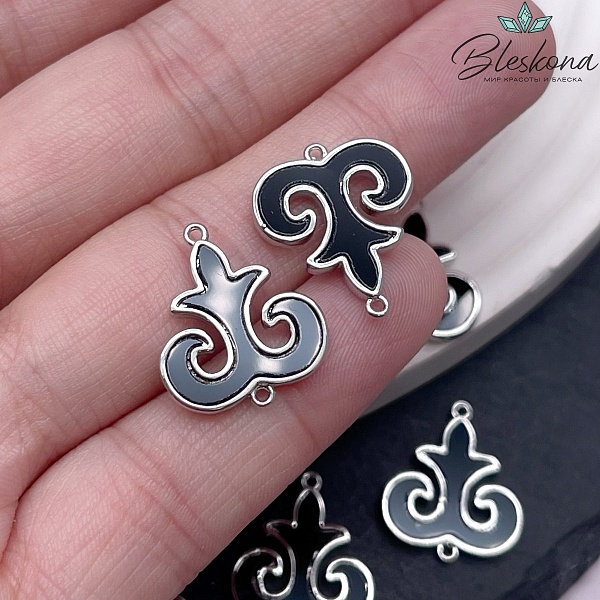 18*16 мм Цвет серебро, Коннектор черная керамика Этно №24