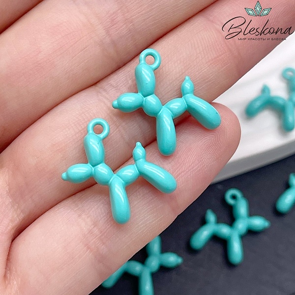 14*18 мм, Подвеска пудель бирюзовая эмаль