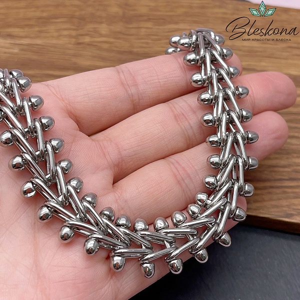 Цепь №100 цвет серебро 17,2*12,8 мм