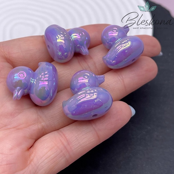 22*21 мм Бусина Уточка фиолетовая с переливом