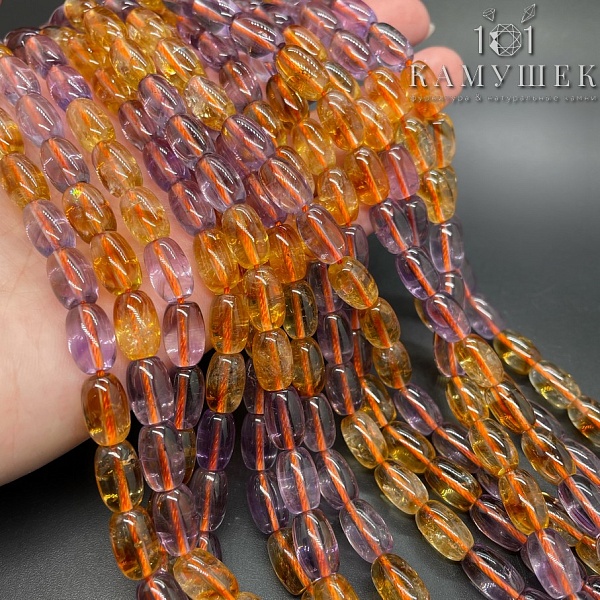 Микс Аметист Цитрин бочата 7*11мм