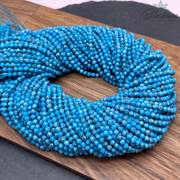 3 мм Магнезит (Говлит) синий тонированный алмазная огранка