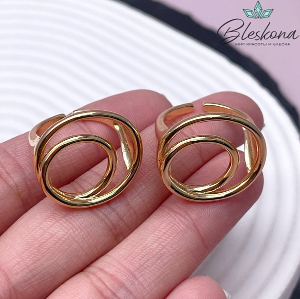 21 мм Цвет золото, Кольцо безразмерное круг завиток