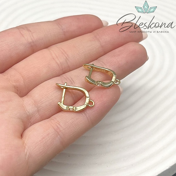 16 мм Цвет золото, Швензы с цирконом Люкс  